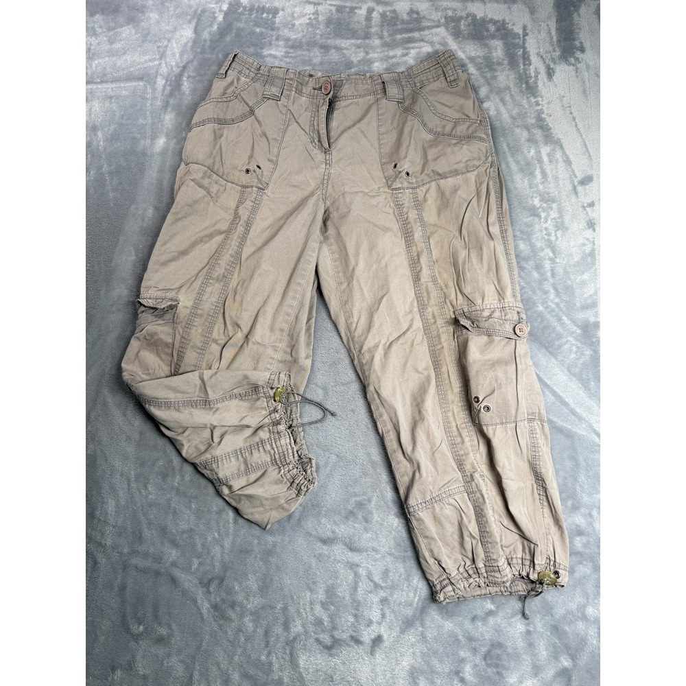 Style & Co Cargo Pants Womens 6 Beige Cotton Stretch Utility Pocket Straight Leg
